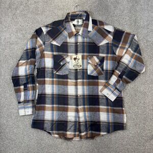 Ely Cattleman Western Shirt Mens XL Brown Blue Plaid Cotton Snap Front 1026REG
